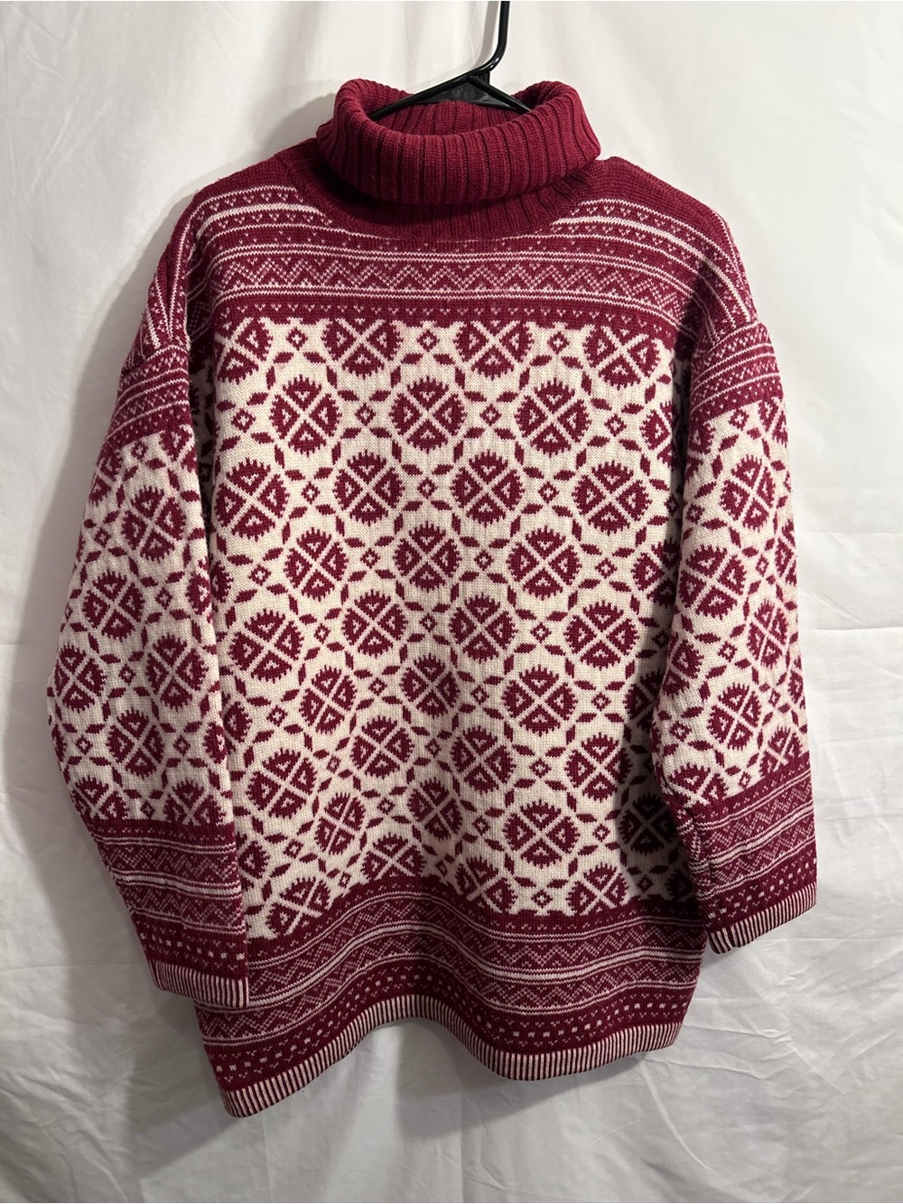 Marc O'Polo Red and Cream Wool Turtleneck Sweater